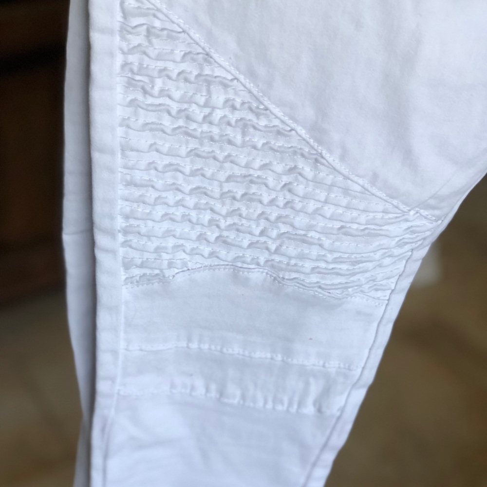 White Moto Pants